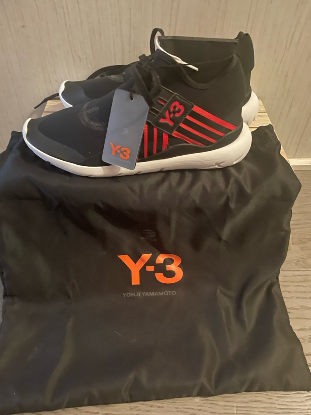 Y-3 Black and Red Women's Sneaker